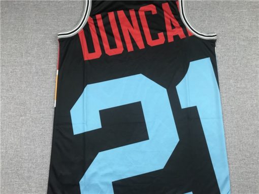 Tim Duncan 21 San Antonio Spurs Black Big Face Jersey