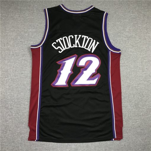 John Stockton 12 Utah Jazz 96-97 M&N Black Jersey