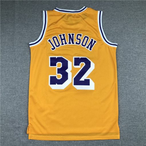 Magic Johnson 32 Los Angeles Lakers Yellow Throwback Jersey