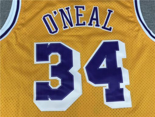 Shaquille O'Neal 34 Los Angeles Lakers Gold M&N 96-97 Hardwood Classics Road Jersey