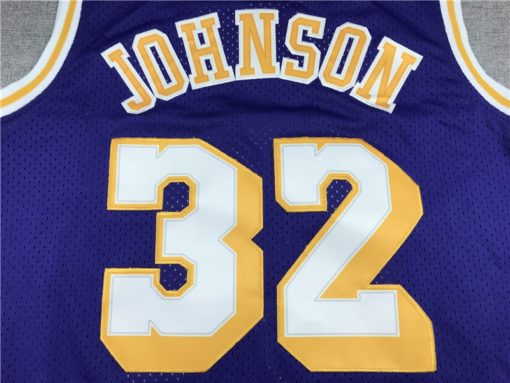 Earvin Johnson 32 LA Lakers Hardwood Classics Swingman Purple Gold Jersey