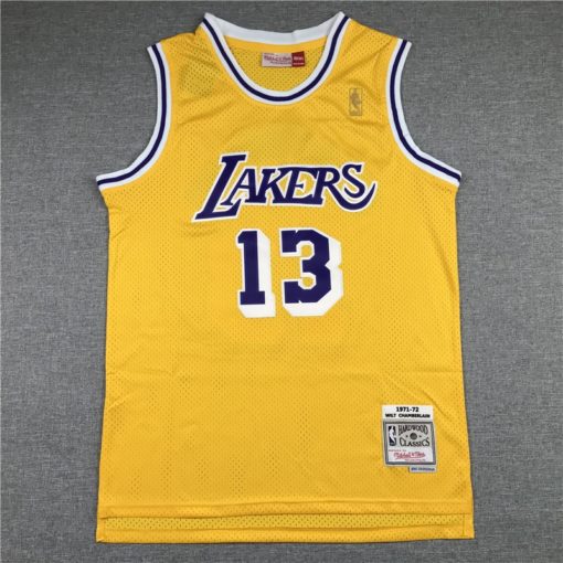 Wilt Chamberlain 13 Los Angeles Lakers 1971-72 Gold Hardwood Classic Jersey