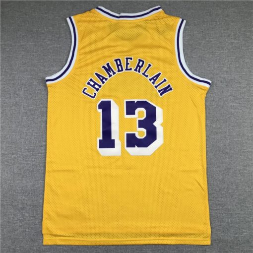 Wilt Chamberlain 13 Los Angeles Lakers 1971-72 Gold Hardwood Classic Jersey back