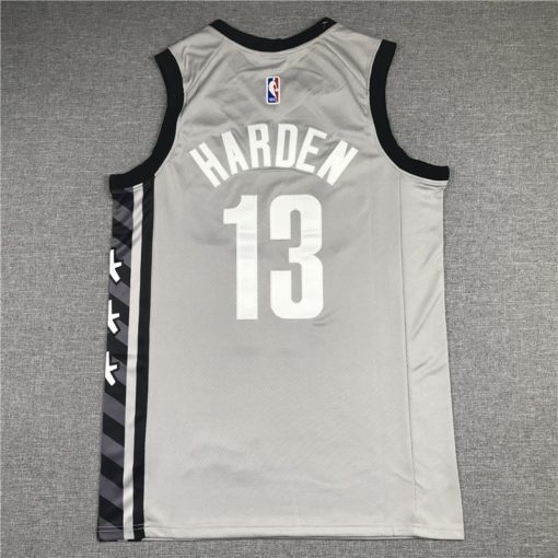 James Harden 13 Brooklyn Nets 2021 Gray Statement Jersey back