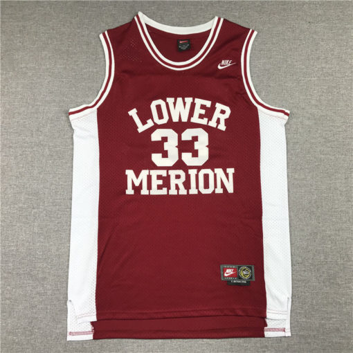 Kobe Bryant Lower Merion Headgear Men's Maroon High School Retro Red Jersey