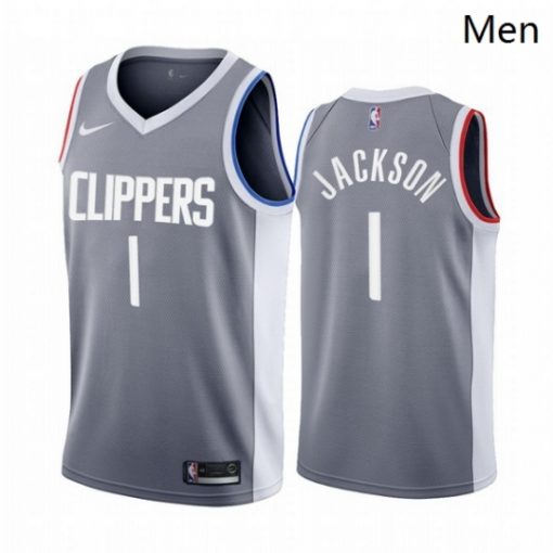 Men Los Angeles Clippers 1 Reggie Jackson Gray NBA Swingman 2020 21 Earned Edition Jersey