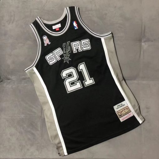 Tim Duncan 21 San Antonio Spurs 2001-02 Black Jersey