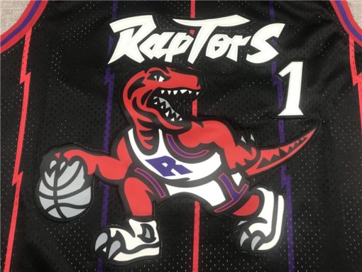 Tracy McGrady 1 Toronto Raptors Hardwood Classics Black Jersey logo