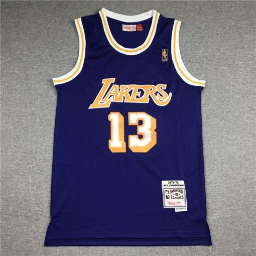 Wilt Chamberlain 13 Los Angeles Lakers 71-72 Purple Swingman Jersey