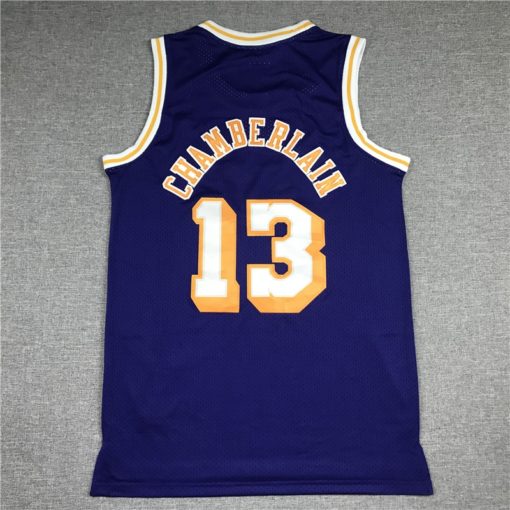 Wilt Chamberlain 13 Los Angeles Lakers 71-72 Purple Swingman Jersey back