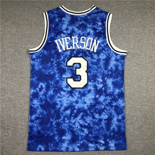 Allen Iverson 3 Philadelphia 76ers 1990-91 Galaxy Swingman Blue Jersey back