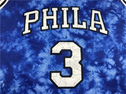 Allen Iverson 3 Philadelphia 76ers 1990-91 Galaxy Swingman Blue Jersey logo