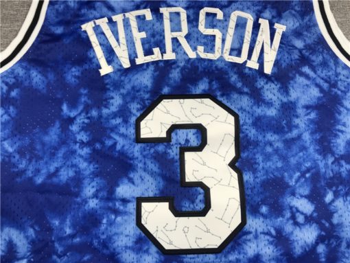 Allen Iverson 3 Philadelphia 76ers 1990-91 Galaxy Swingman Blue Jersey nameAllen Iverson 3 Philadelphia 76ers 1990-91 Galaxy Swingman Blue Jersey name