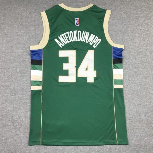 Giannis Antetokounmpo 34 Bucks NBA Final Path 2021 Green Icon Swingman Jersey back