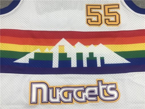 Dikembe Mutombo 55 Denver Nuggets 1991-92 M&N White Jersey logo