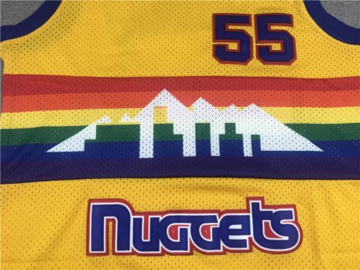 Dikembe Mutombo 55 Denver Nuggets 1991-92 M&N Yellow Jersey logo