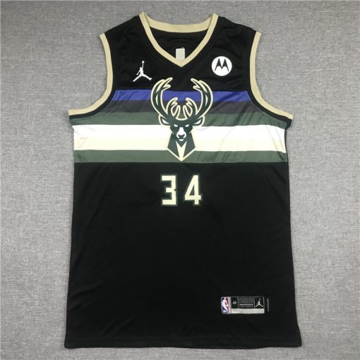 Giannis Antetokounmpo 34 Bucks 2021 Black Statement Edition Jersey