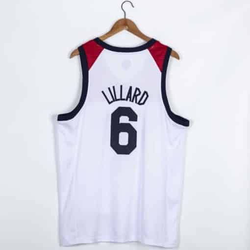 Men's Nike Damian Lillard White USA Basketball Player Jersey back