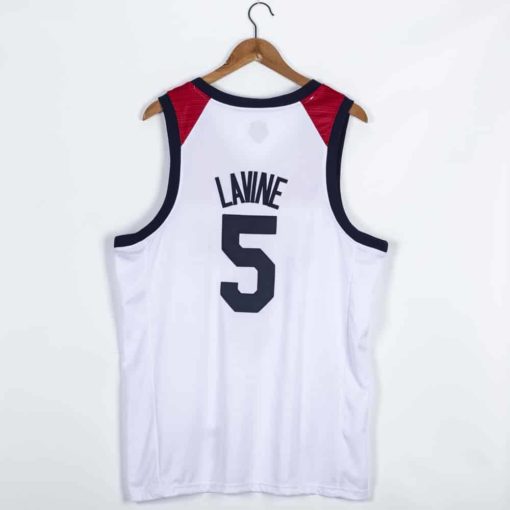 Men's Nike Zach Lavine White USA Basketball Player Jersey back