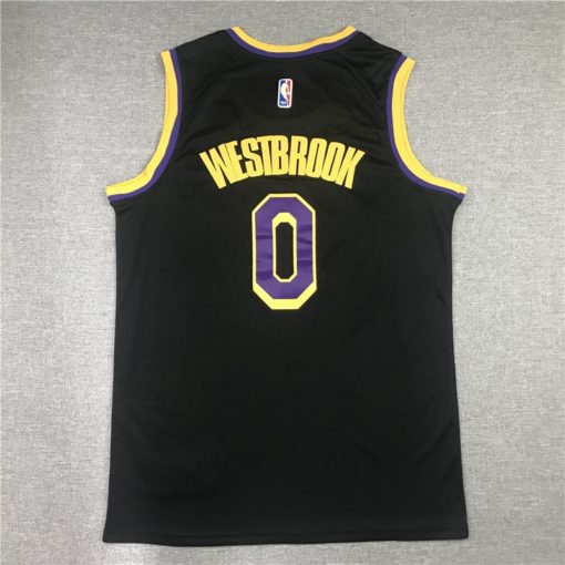 Russell Westbrook 0 Los Angeles Lakers 2021 Black Earned Edition Jersey back