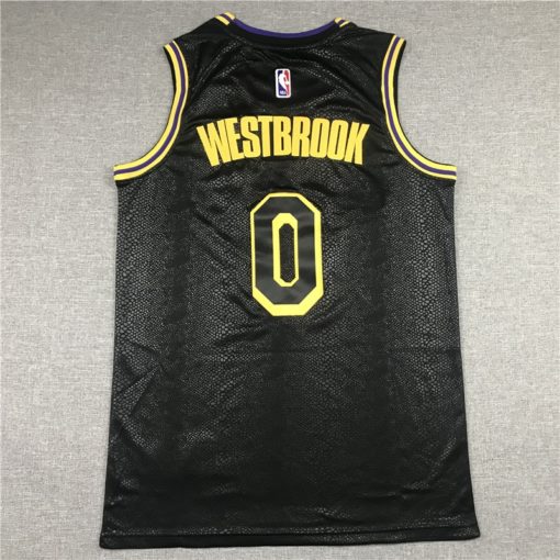 Russell Westbrook 0 Los Angeles Lakers 2021 Black Mamba Inspired City Jersey back