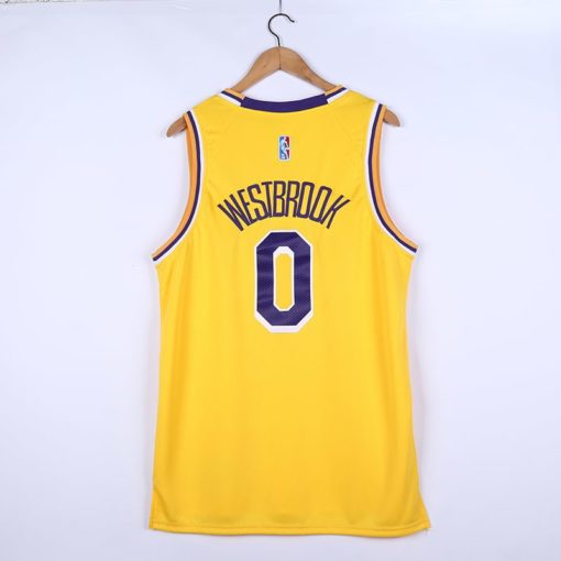 Russell Westbrook 0 Los Angeles Lakers 2021 Gold Icon Swingman Jersey back