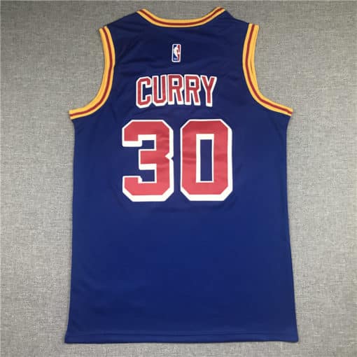 Stephen Curry 30 Golden State Warriors 2021-22 Royal Blue Jersey back