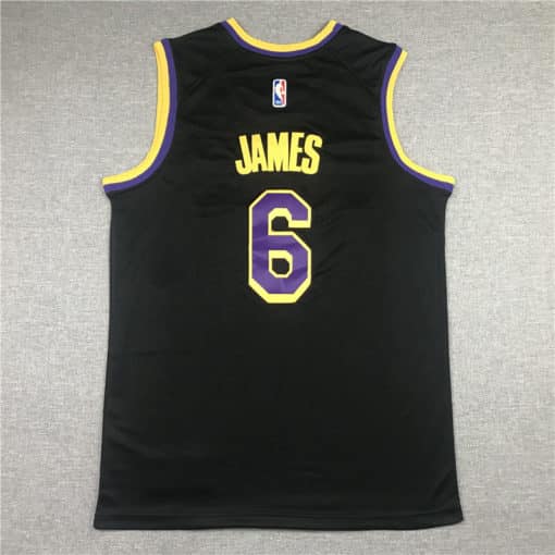 LeBron James 6 Los Angeles Lakers 2021 Black Earned Edition Jersey back