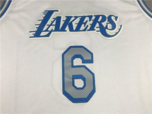 LeBron James 6 Los Angeles Lakers 2021 City Edition White Jersey logo