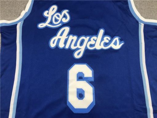 LeBron James 6 Los Angeles Lakers Blue 2021 Classic Edition Swingman Jersey logo