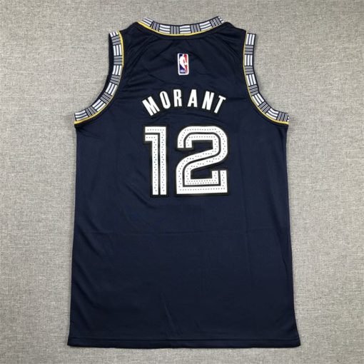 Ja Morant 12 Memphis Grizzlies Navy City Edition Swingman Jersey back