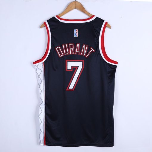 Kevin Durant #7 Brooklyn Nets 2021-22 City Edition Navy Blue Swingman Jersey back