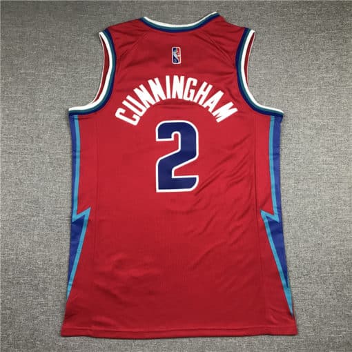 Detroit Pistons #2 Cade Cunningham 2021-22 City Edition Red Jersey back