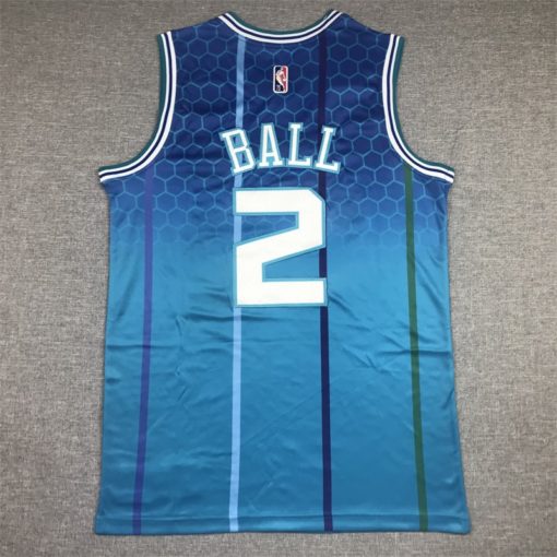 Lamelo Ball #2 Charlotte Hornets 202122 Blue City Edition Jersey back