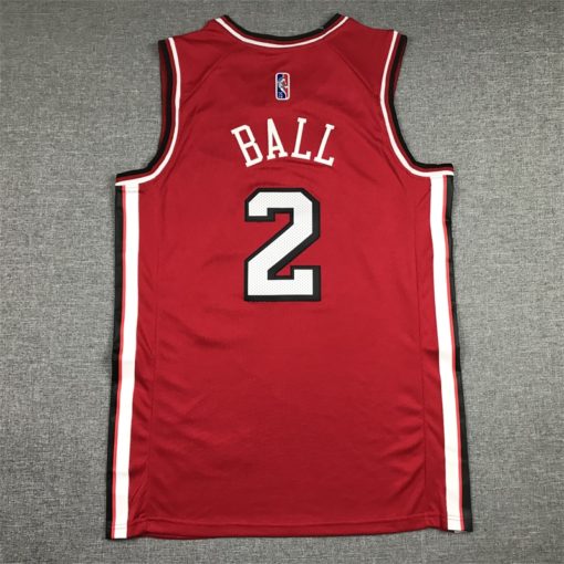 Lonzo Ball 2 Chicago Bulls Red 202122 City Edition Swingman Jersey back