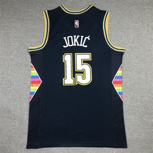 Nikola Jokic 15 Denver Nuggets 202122 Navy City Edition Swingman Jersey back