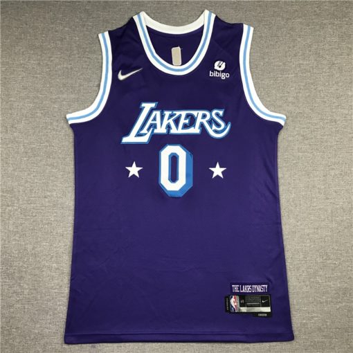 Russell Westbrook 0 Los Angeles Lakers 2021-22 City Edition Purple Swingman Jersey