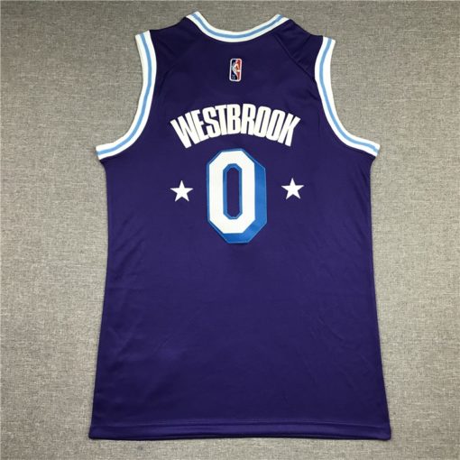 Russell Westbrook 0 Los Angeles Lakers 2021-22 City Edition Purple Swingman Jersey back