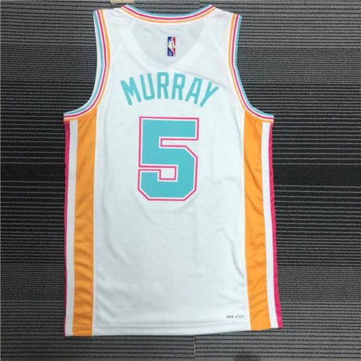 Dejounte Murray #5 San Antonio Spurs White City Edition Swingman Jersey back