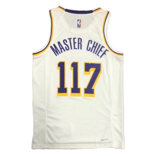 MASTER CHIEF #117 Los Angeles Lakers Icon Edition 2021-22 White Jersey back