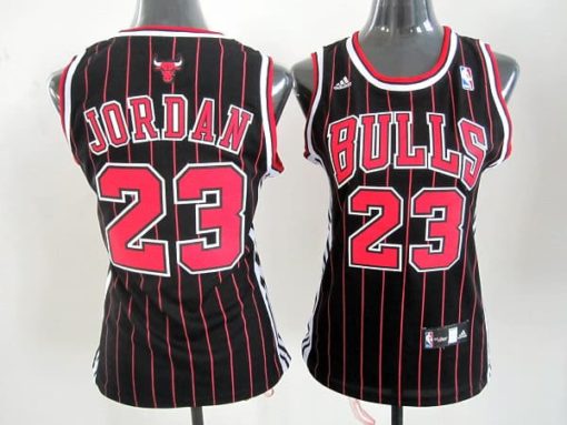 NBA Women Chicago Bulls 23 Michael Jordan Swingman Black Red Jersey