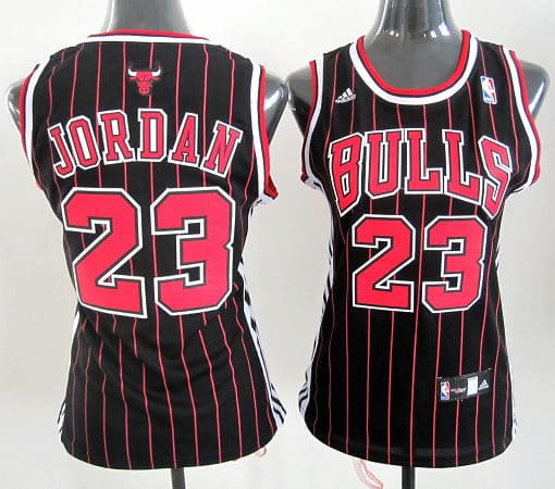 NBA Women Chicago Bulls 23 Michael Jordan Swingman Black Red Jersey
