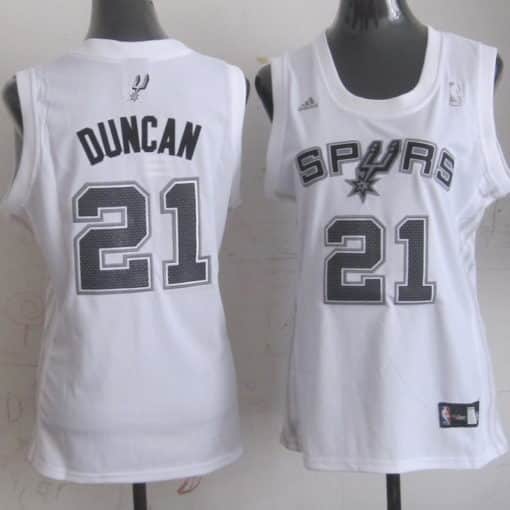NBA Women San Antonio Spurs 21 Tim Duncan New Revolution 30 Swingman White Jersey
