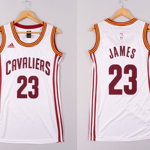 Women 2014 2015 NBA Cleveland Cavaliers 23 Lebron James White Dress Jerseys