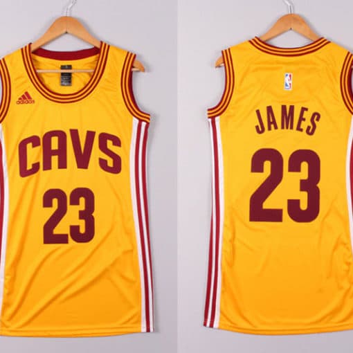 Women 2014 2015 NBA Cleveland Cavaliers 23 Lebron James Yellow Dress Jersey