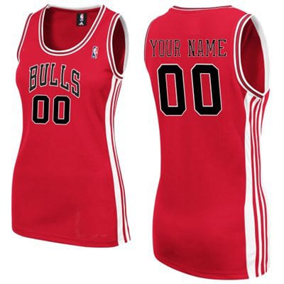 Women NBA Bulls Red Custom Dress Jersey