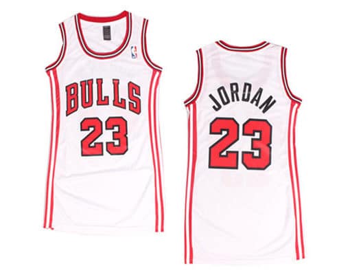 Women NBA Chicago Bulls 23 Michael Jordan White Dress Jersey