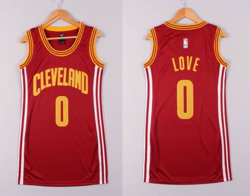 Women NBA Cleveland Cavaliers 0 Kevin Love Red Dress Jerseys