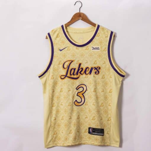 Anthony Davis #3 Los Angeles Lakers Gold Christmas Edition Jerseys