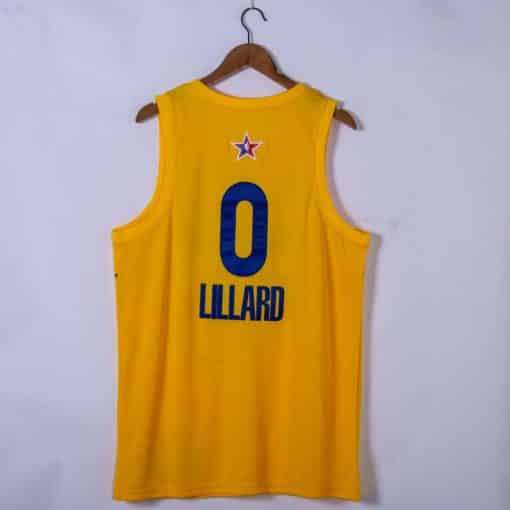 Damian Lillard 0 Portland Trail Blazers Yellow 2021 All Star Game Jersey back